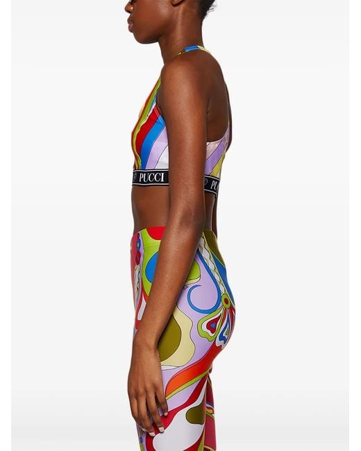 Emilio Pucci Multicolor Iris-Print Crop Top