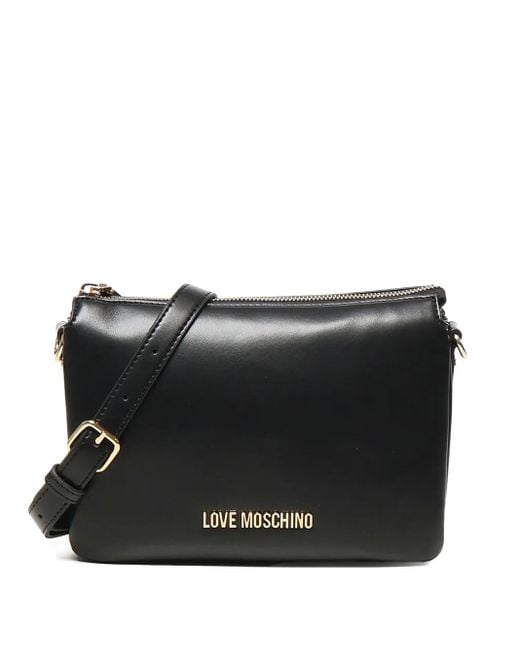 Sac Porté Épaule Zippé À Plaque Logo Love Moschino en coloris Black