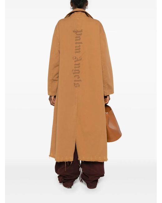 Palm Angels Brown Raw Cut-Hem Single-Breasted Coat