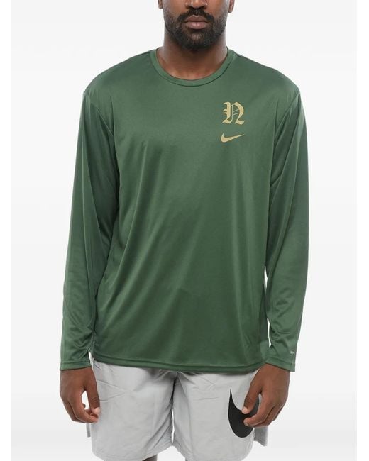 Nike Green Swim Hydroguard Dri-Fit Logo-Print T-Shirt for men