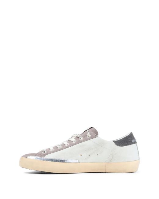 Golden Goose Deluxe Brand White 'Super Star' Nabuk Upper Suede Toe And Tongue Leather Sta for men