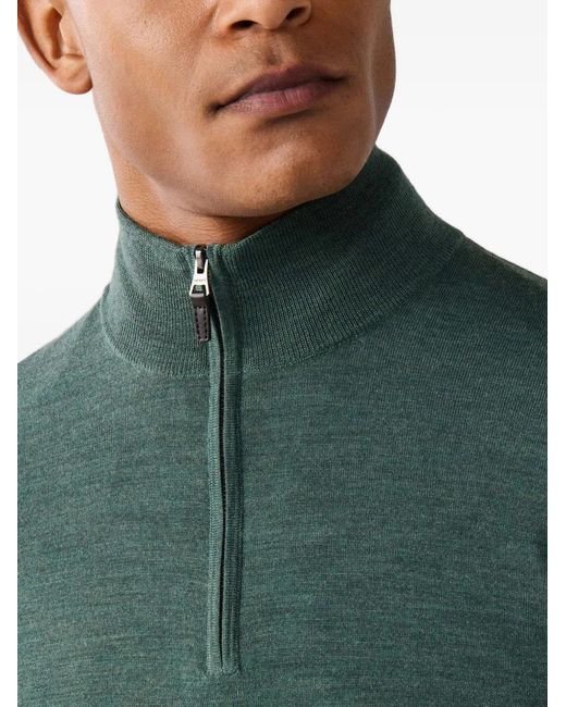Hackett Green Pull En Laine Mérinos À Col Zippé for men