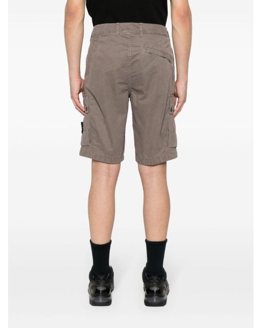Stone Island Gray Cotton Cargo Shorts for men
