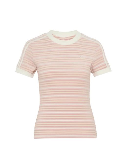 Adidas Pink Striped T-Shirt