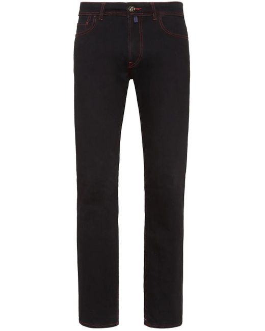 Billionaire Black Low-Rise Slim-Cut Jeans for men