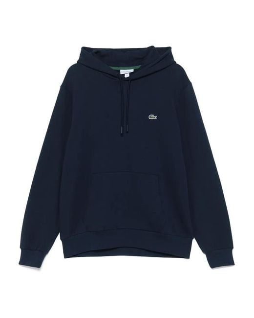 Lacoste Blue Logo-Embroidered Hoodie for men