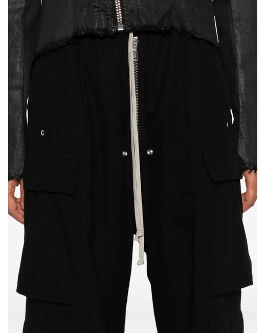 Rick Owens Black Cargohose mit Kordelzug