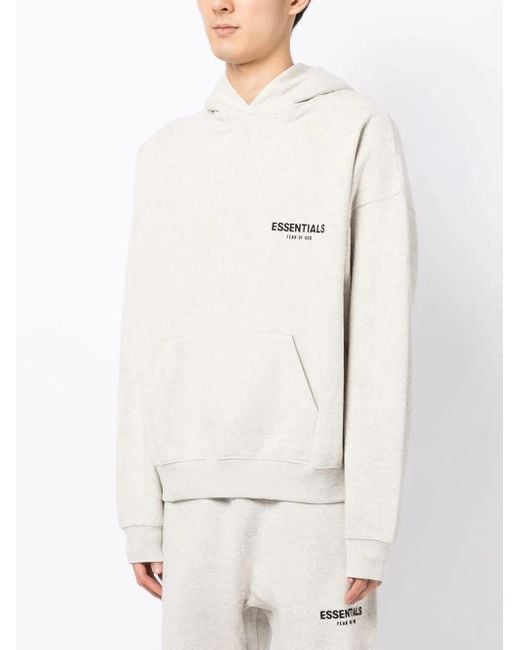 Fear Of God White Logo-Print Cotton-Blend Hoodie for men