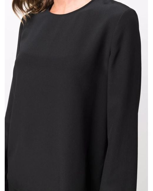 Emporio Armani Black Long-Sleeve Silk Top