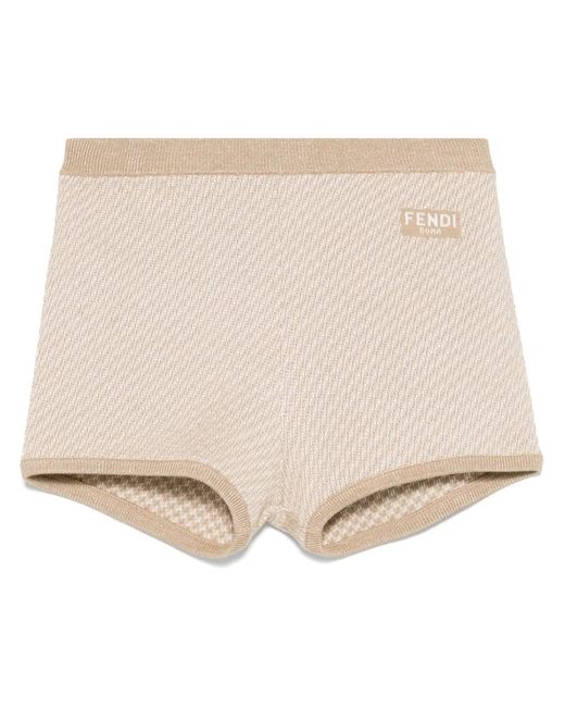 Fendi Natural Ff Wool Shorts