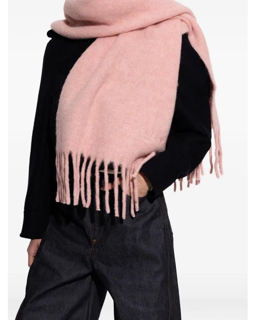 Sciarpa Con Frange E Logo di Givenchy in Pink