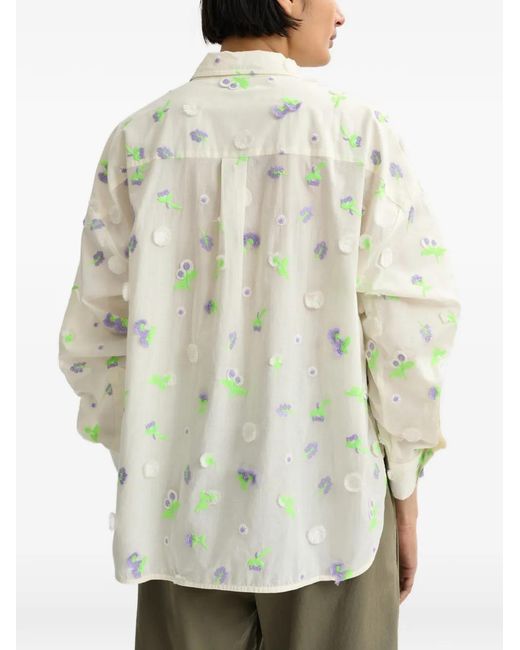 Essentiel Antwerp White Jimena Floral-Embroidered Shirt