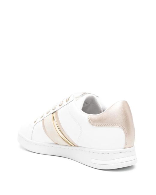 Geox White Jaysen Leather Panelled Lace-Up Sneakers