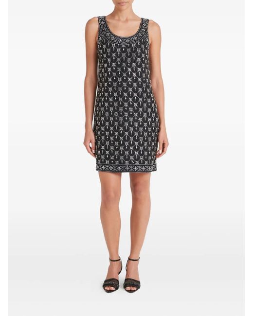 Temperley London Black Verziertes Minikleid mit geometrischem Muster