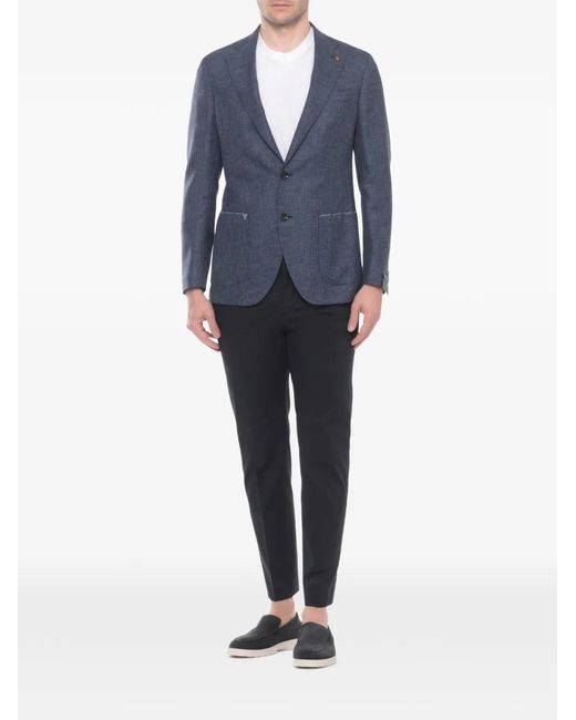 Latorre Blue Houndstooth Wool Blazer for men