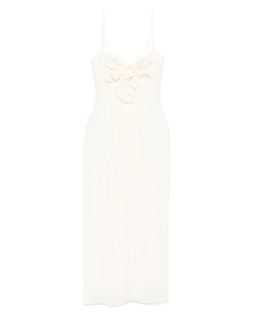 Magda Butrym White Floral-Appliqué Midi Dress