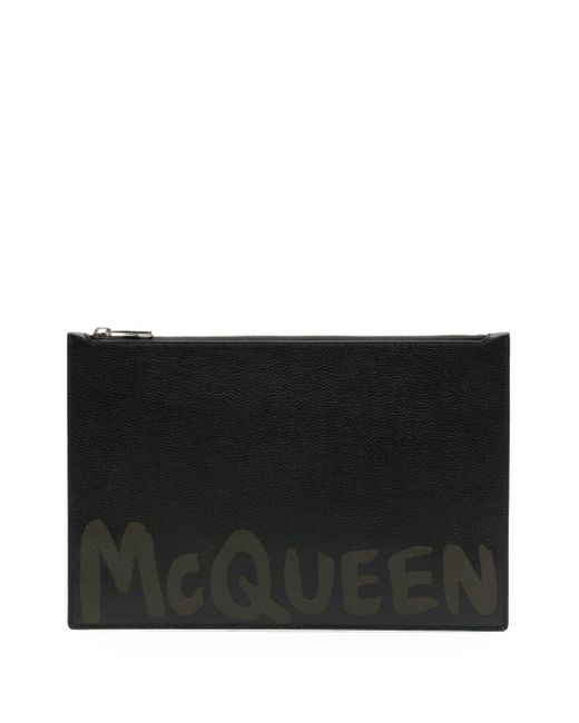 Bolso de mano con logo estampado Alexander McQueen de hombre de color Black