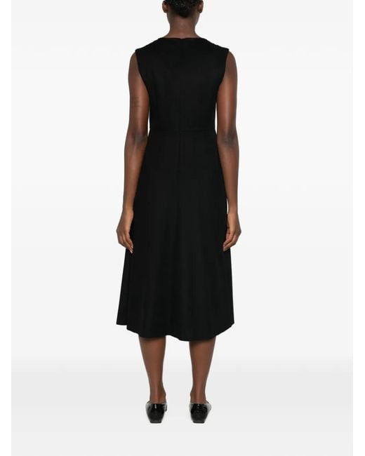 Max Mara Black V-Neck Sleeveless Midi Dress