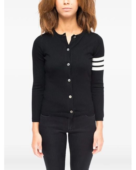 LA ROSE Black Striped Buttoned Cardigan
