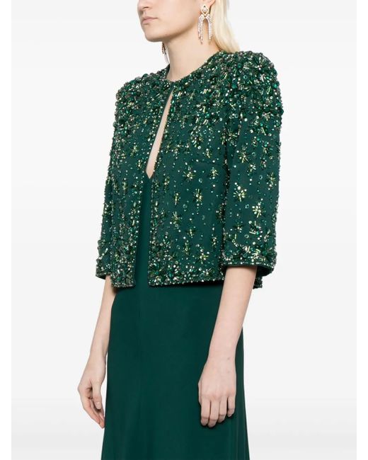 Jenny Packham Green Vanity Beaded Cropped Jacket