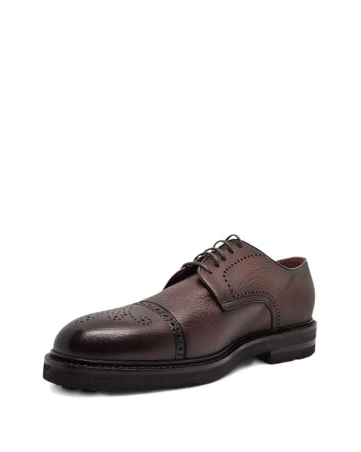 Henderson Brown Perforated Derby Shoes for men