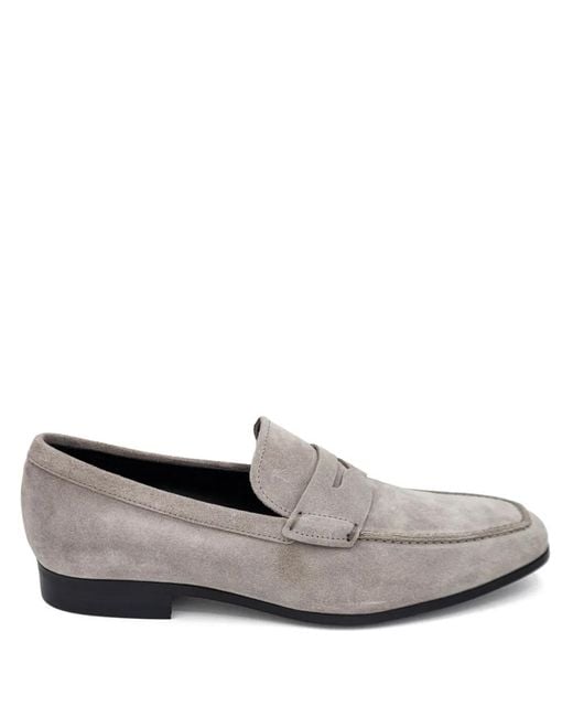 Tod's メンズ グレー レザー ペニーローファー