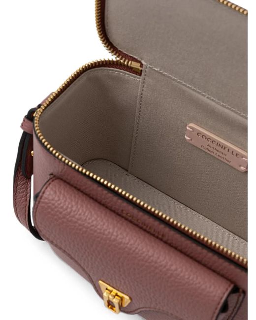 Coccinelle Brown Mini Beat Grainy Leather Shoulder Bag