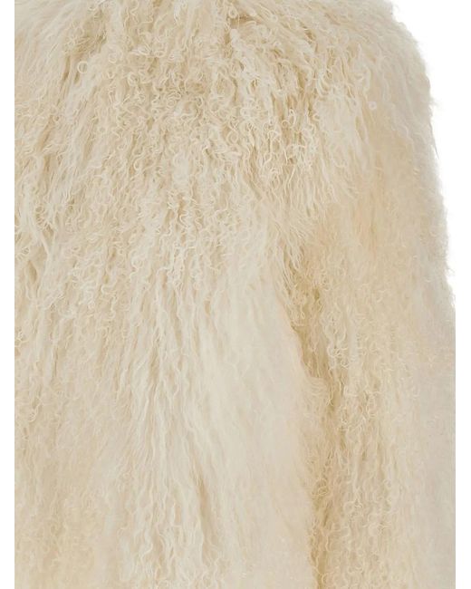 THE TOUCH Natural Marina Long Lamb-Fur Jacket