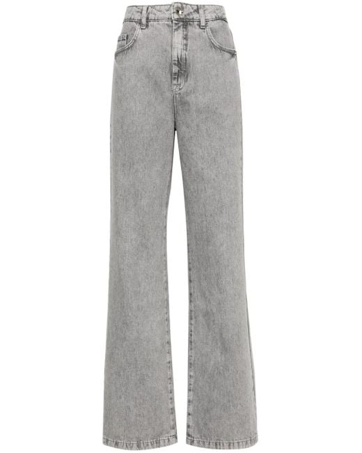Patrizia Pepe Gray High-rise Flared Cotton Jeans