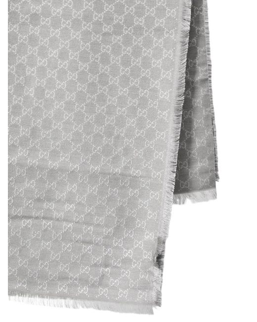 Gucci Gray Gg Lamé Shawl