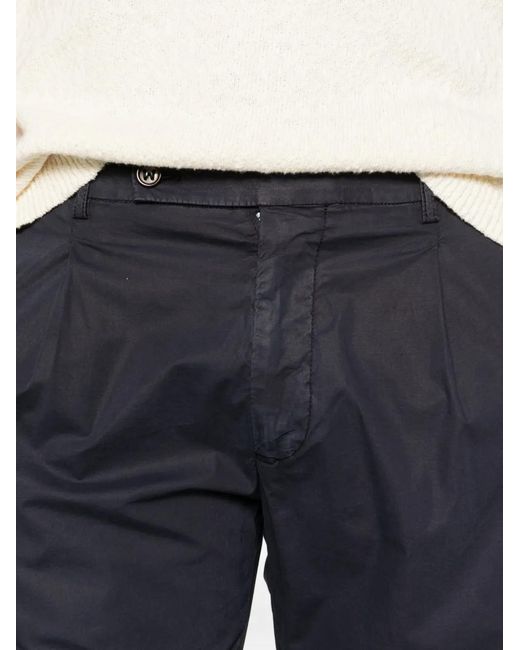 Berwich Blue Cuffed Pleated Trousers for men