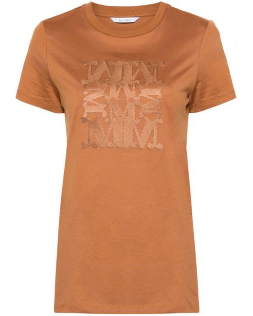 Max Mara Orange Taverna Logo-appliqué T-shirt