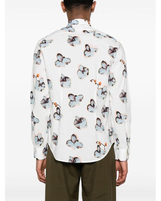 Paul Smith Gray Floral-print Long-sleeve Shirt for men