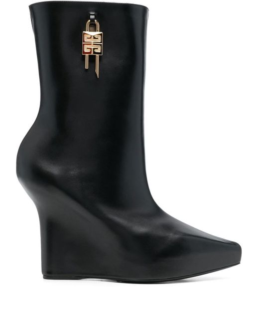 Givenchy Black 4 Lock Leather Wedge Boots