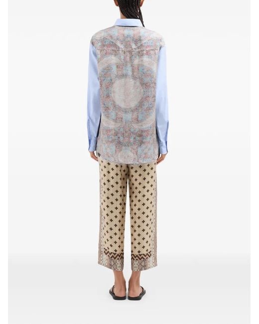 Pierre Louis Mascia Blue Alorhi Tapestry-Print Chest-Pocket Shirt
