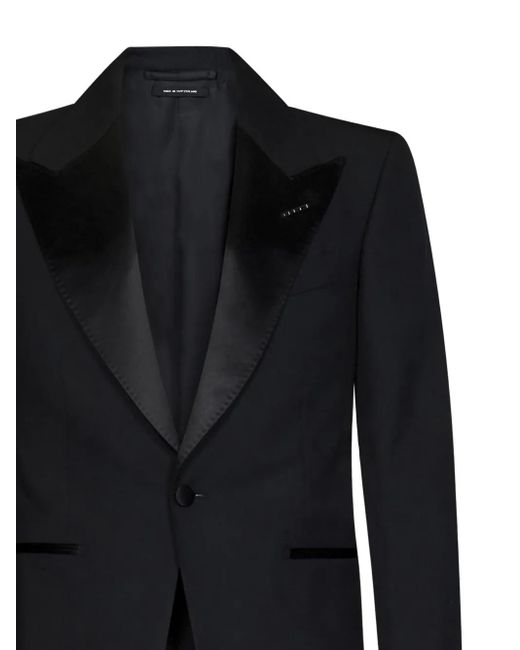 Tom Ford Black Silk-Lapel Single-Breasted Wool Jacket for men