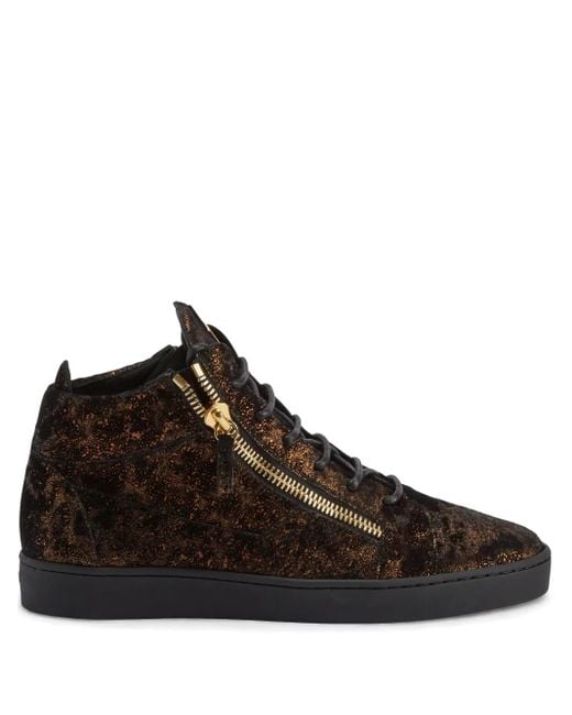 Giuseppe Zanotti Brown Kriss Leather Mid-Top Sneakers for men