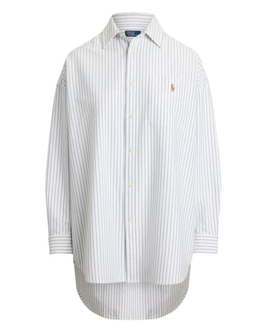 Polo Ralph Lauren White Oversized Oxford Striped Shirt