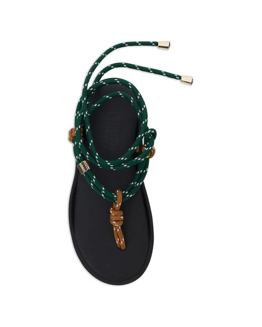 FLOWZE Green Flò Twin Rope-Detail Lace-Up Sandals