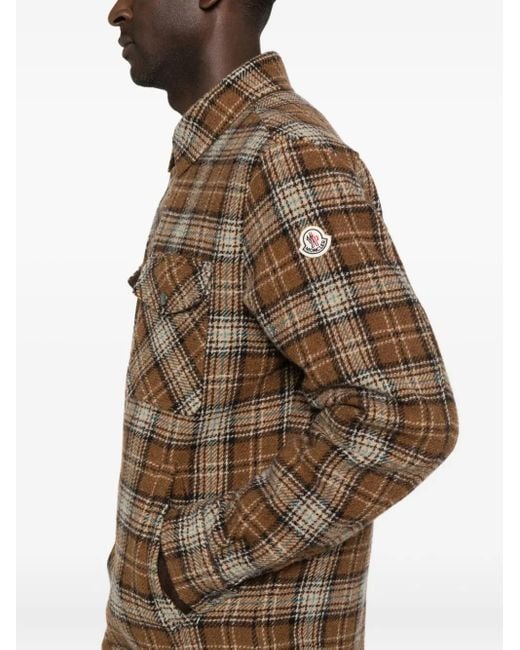 Moncler Brown Check Pocket Shirt for men