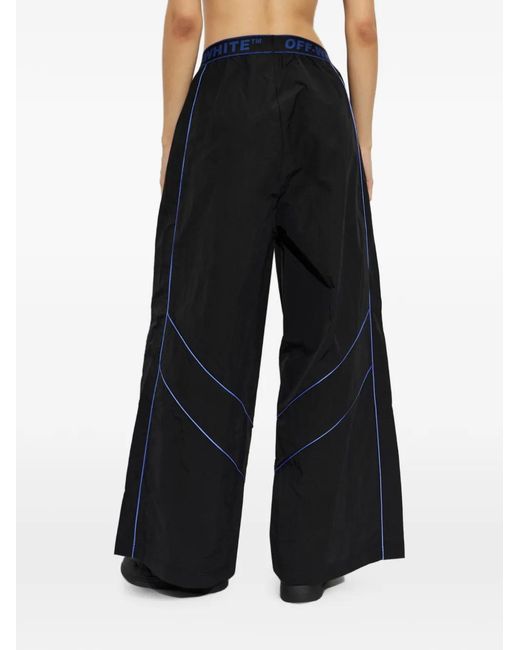 Off-White c/o Virgil Abloh Black Piped-Trim Logo-Waistband Track Pants