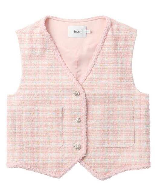 B+ AB Pink V-neck Tweed Waistcoat