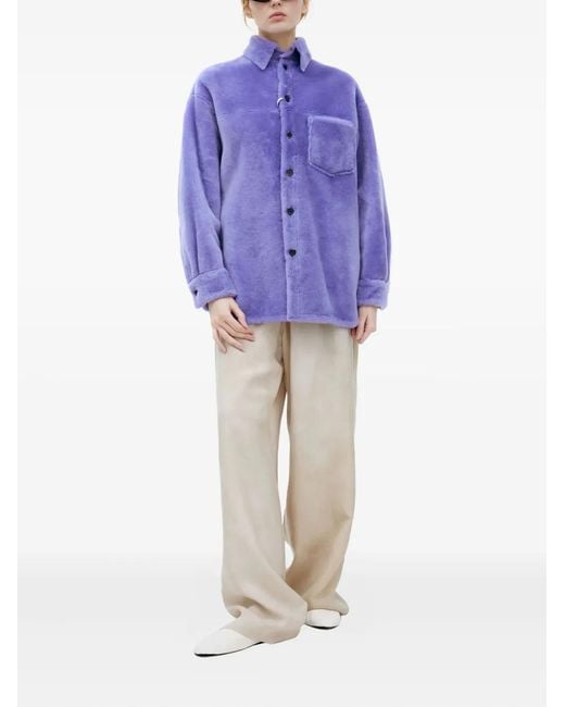 Marni Purple Button-Up Shearling Jacket