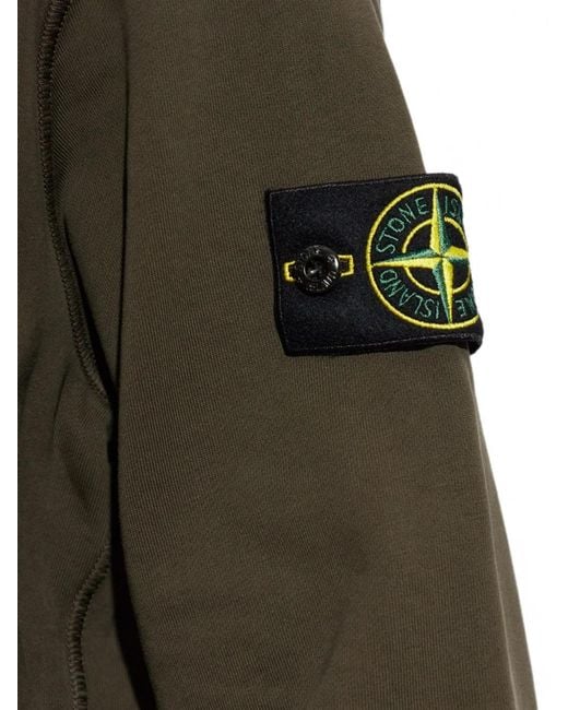 Stone Island Green Logo-Patch Hoodie for men