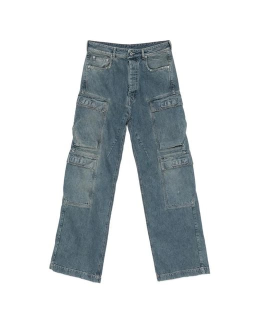Rick Owens Blue Double Cargo Jeans for men