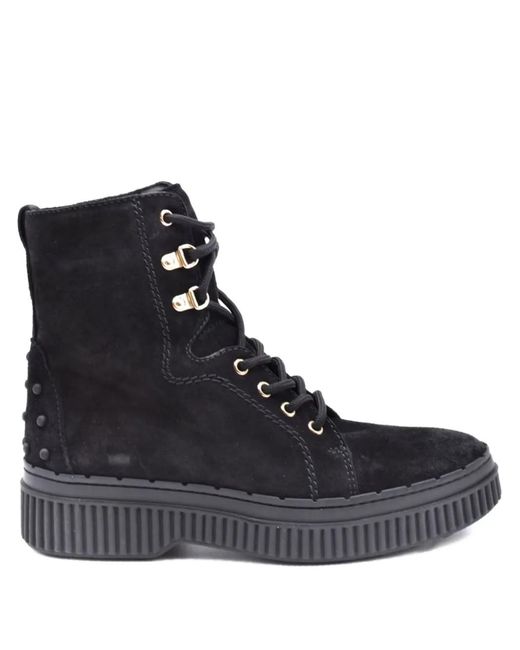 Tod's Lace Up Ankle Boots in het Black
