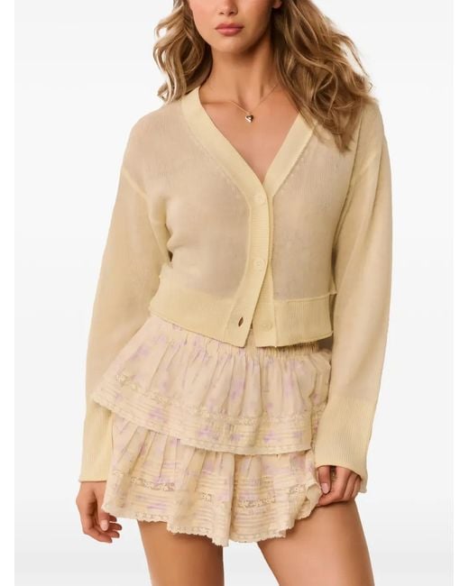 LoveShackFancy Natural Lawrence Bow-Patch Cashmere Cardigan