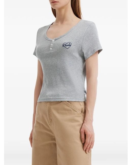 Chocoolate Gray Ribbed Button T-Shirt