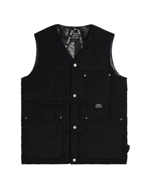 Taion Black Work Quilted V-Neck Vest