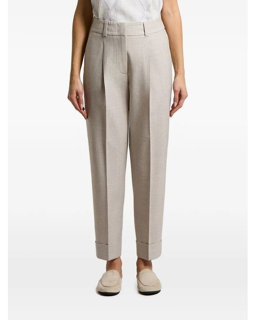 Peserico Natural Pleated Turn-Up Trousers